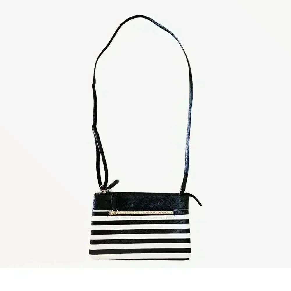 Stripped Black & White Crossbody Bag